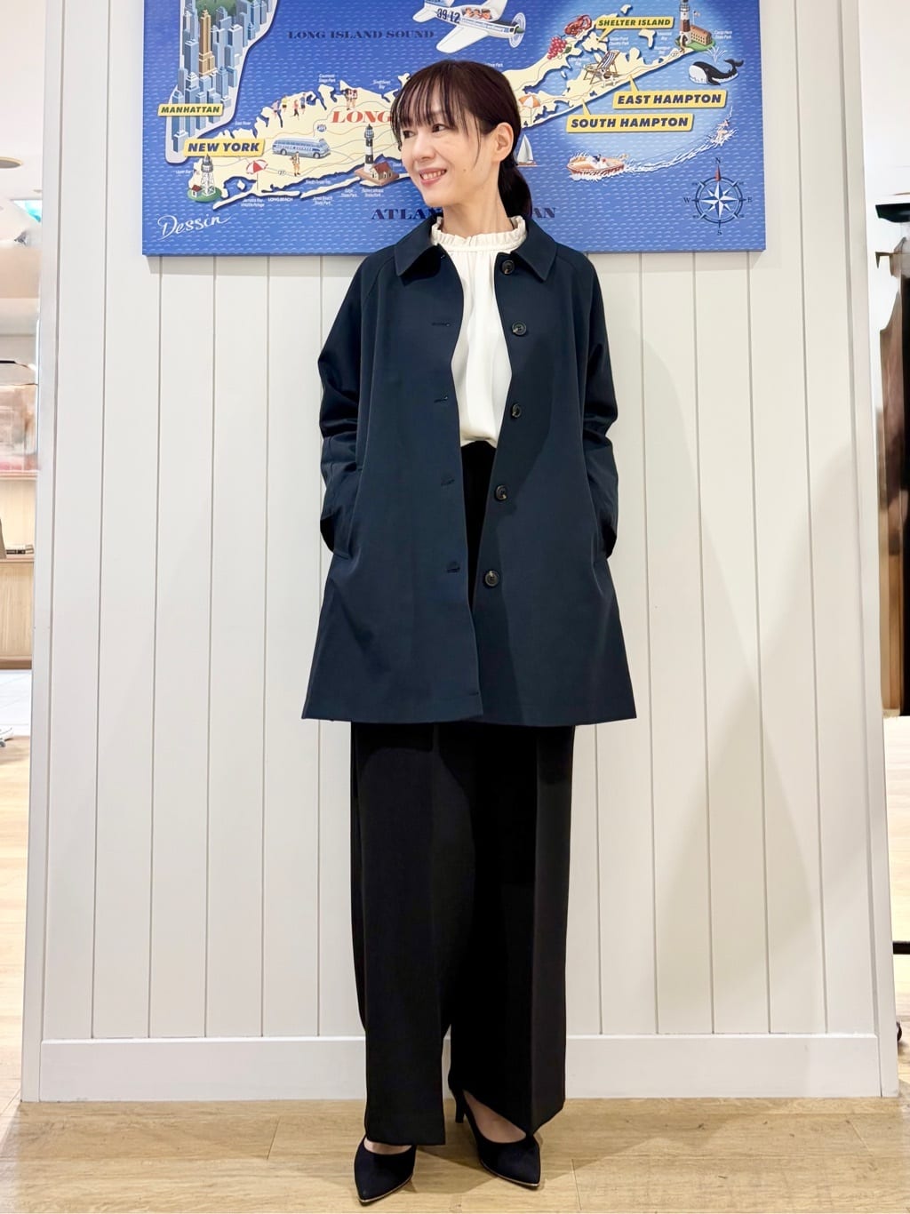 uwatokoさんの「Dessin｜【花粉ガード/撥水加工/洗える】ステンカラースプリングコート」を使ったコーディネート