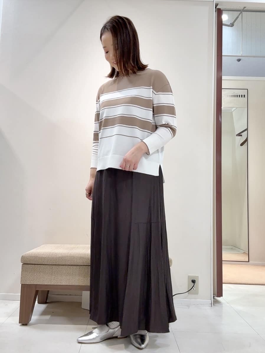 YUIさんの「UNTITLED｜◆【洗える/ゆったり】ボーダーボートネックニット」を使ったコーディネート