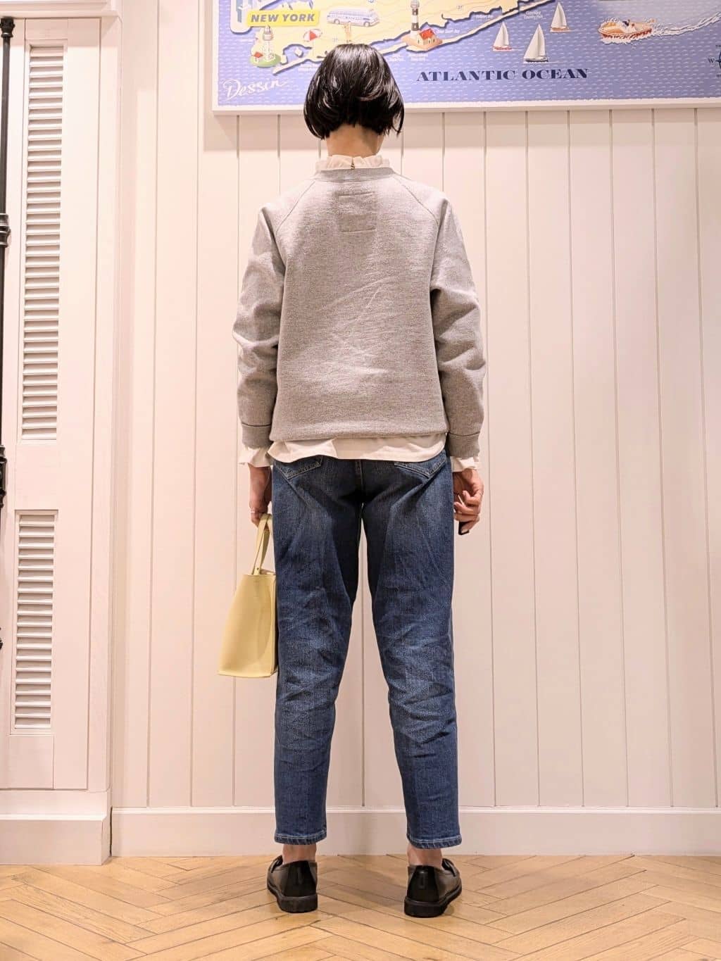 micoさんの「Dessin｜【選べる首元デザイン/洗える】ネックフリルロングカットソー」を使ったコーディネート