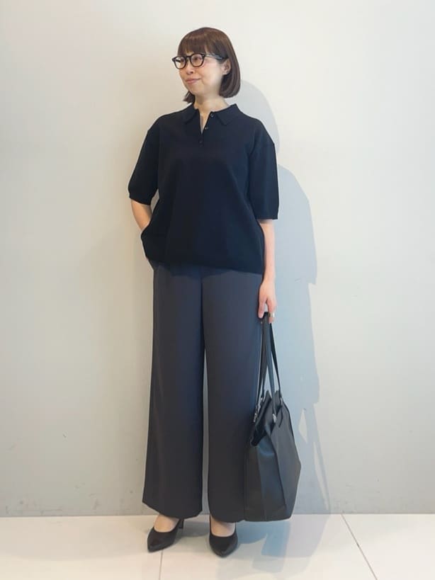 murayamaさんの「INDIVI｜【洗える／コットン】ドライタッチさらりポロ襟ニットT」を使ったコーディネート