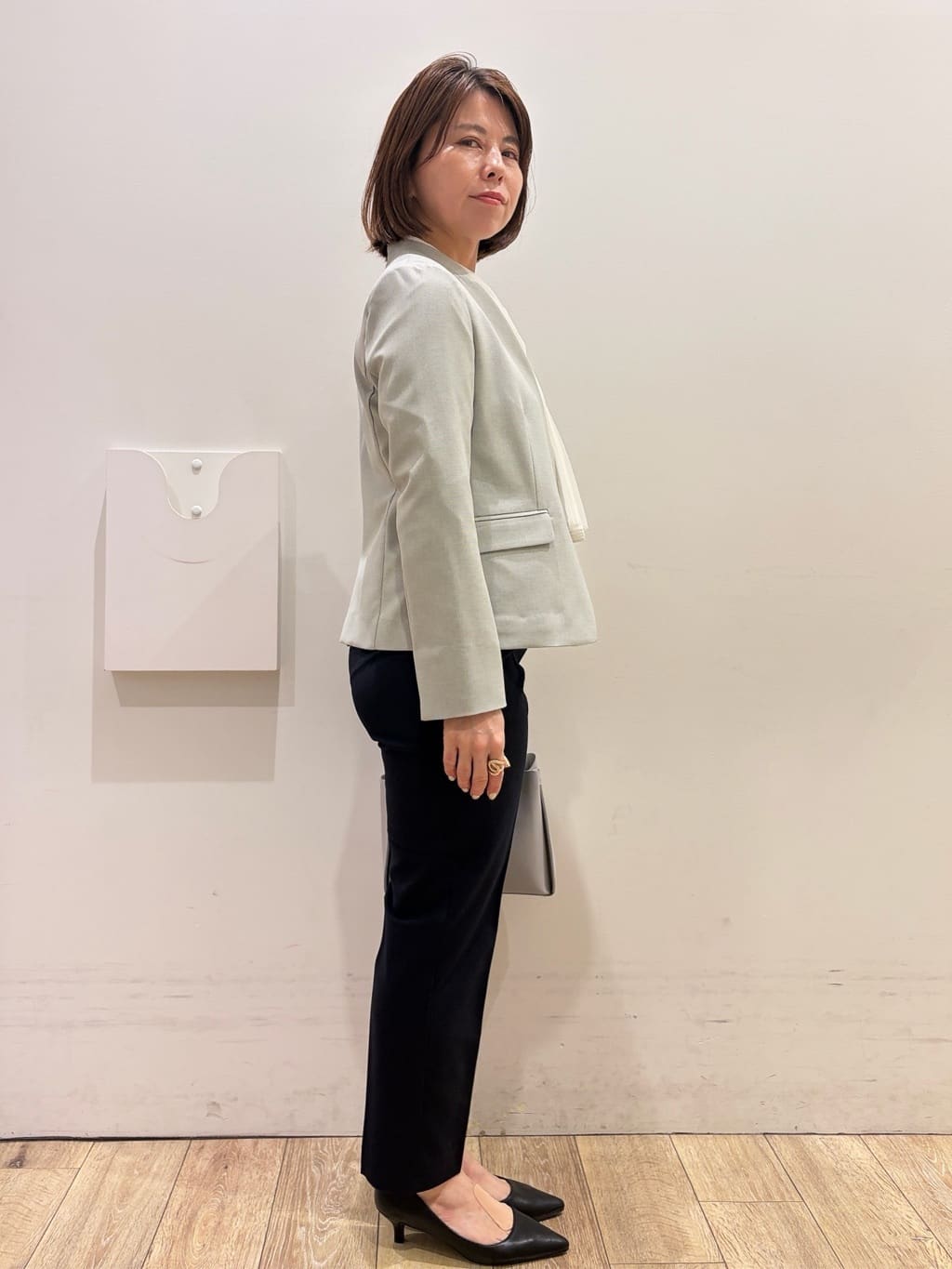 YUKOさんの「index｜【接触冷感／吸水速乾】ノーカラージャケット／セットアップ対応可《洗える／防シワ／ストレッチ》」を使ったコーディネート