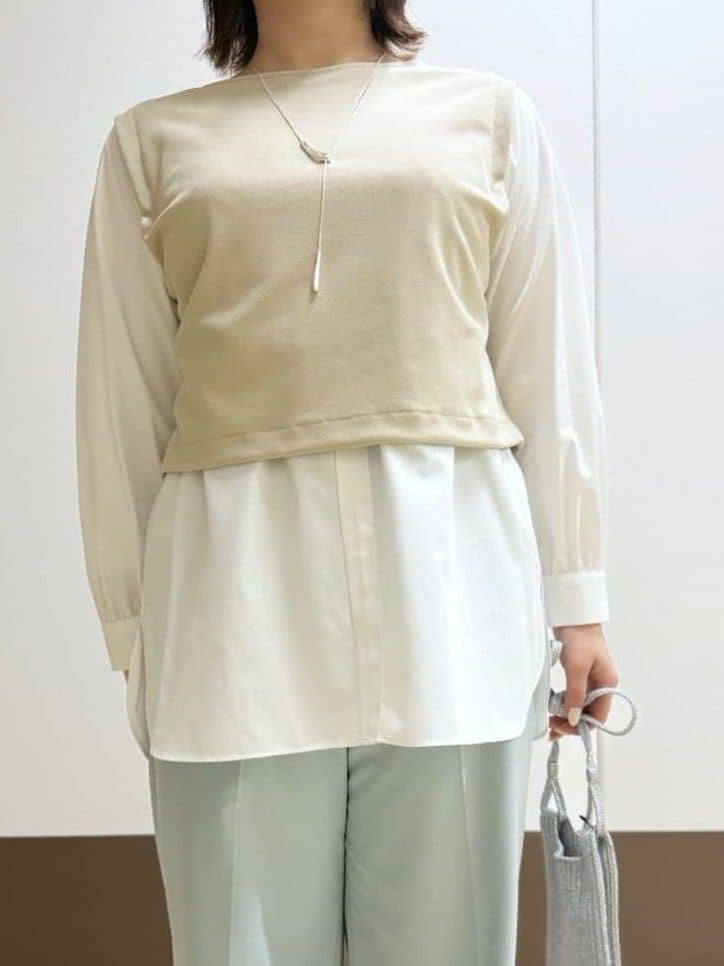 Rikoさんの「INDIVI｜【洗える／UVケア】レイヤード風デザイントップス」を使ったコーディネート