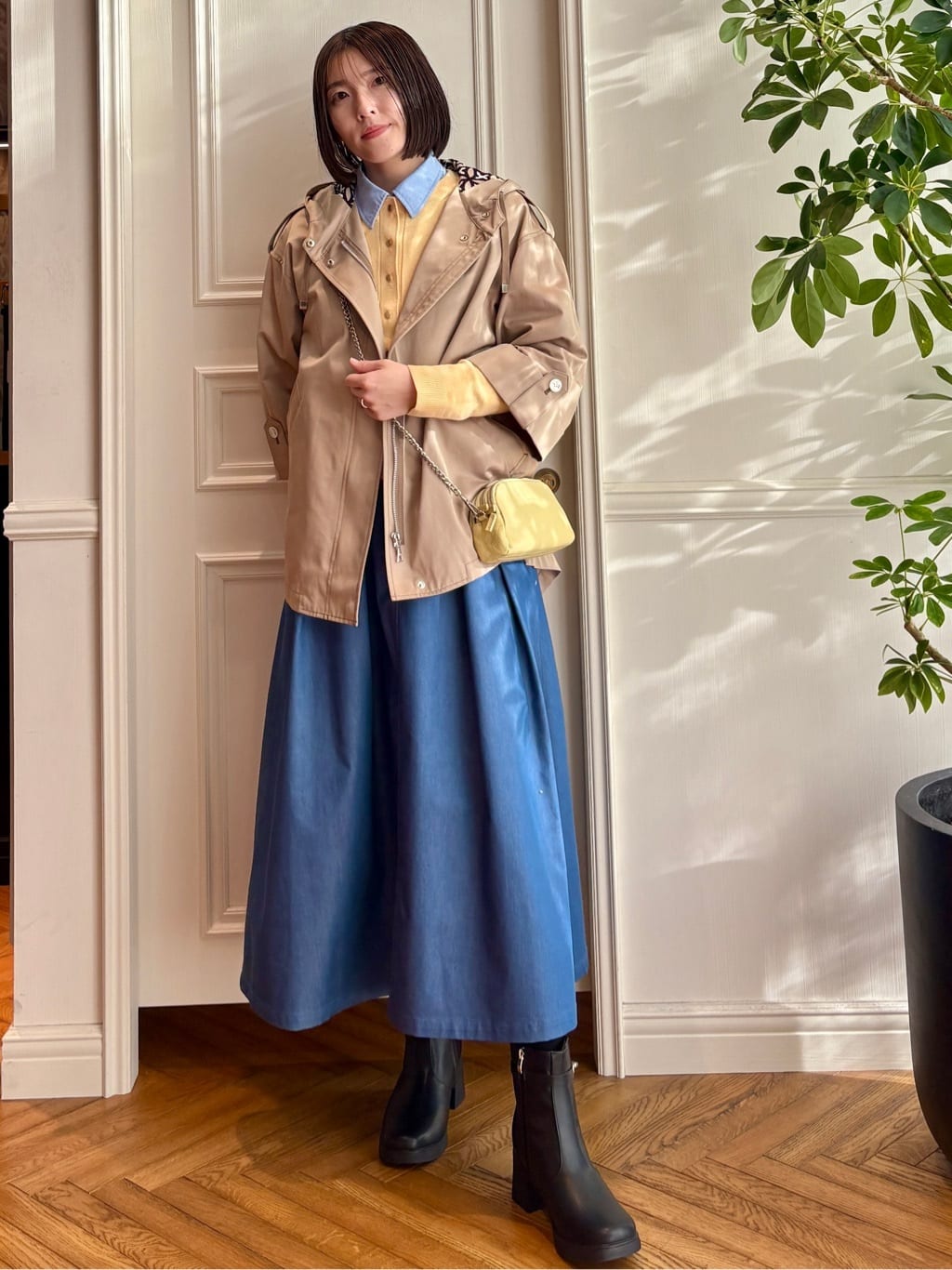 nakaoさんの「DRESSTERIOR｜【接触冷感/吸水速乾】クールタッチ デニムライク タックスカート」を使ったコーディネート