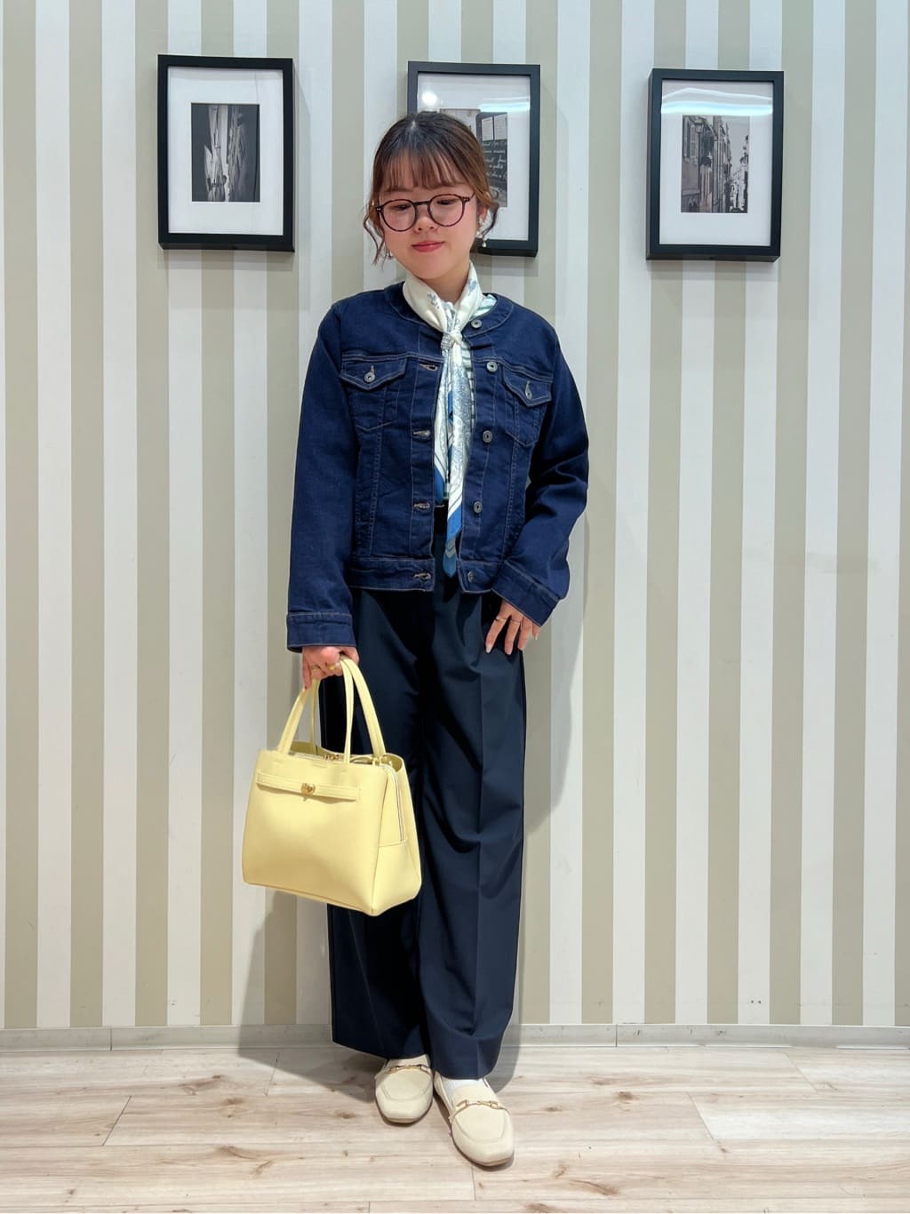 manaさんの「SHOO･LA･RUE｜【SHOO・LA・RUE DENIM/S-LL/高レビュー】大人のための ノーカラーデニムジャケット」を使ったコーディネート