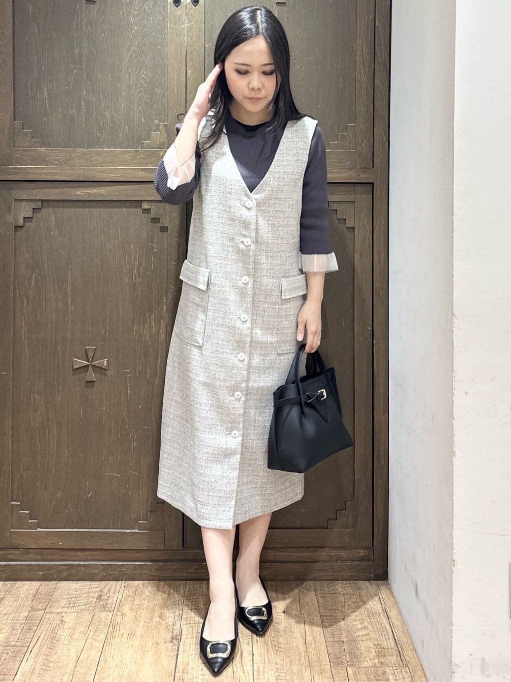 kanaさんの「index｜UV リブシアーフレアスリーブニット【洗える】」を使ったコーディネート