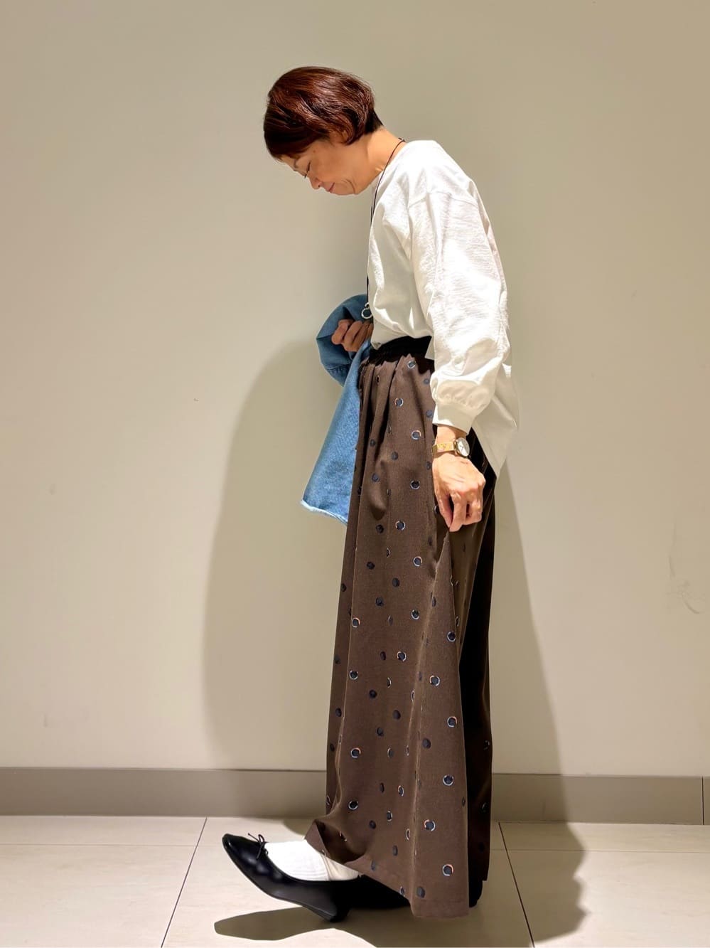 Haruさんの「Dessin｜【洗える】ドットワイドパンツ」を使ったコーディネート