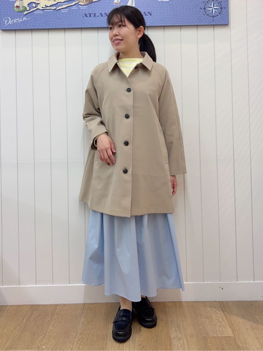 Mayaさんの「Dessin｜【花粉ガード/撥水加工/洗える】ステンカラースプリングコート」を使ったコーディネート