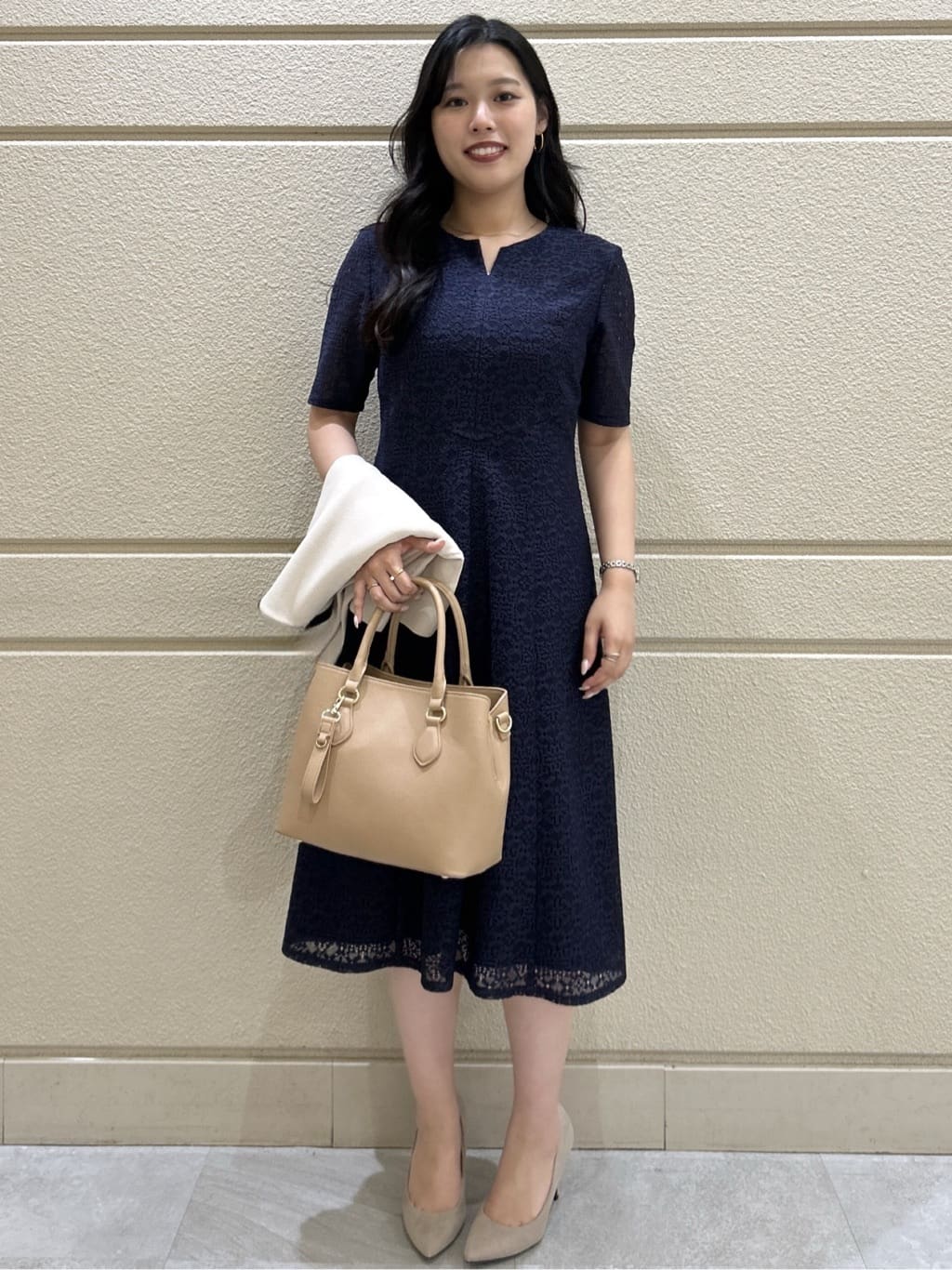 Momokaさんの「COUP DE CHANCE｜【手洗い可／日本製／360&deg;シリーズ】ラッセルレースワンピース」を使ったコーディネート