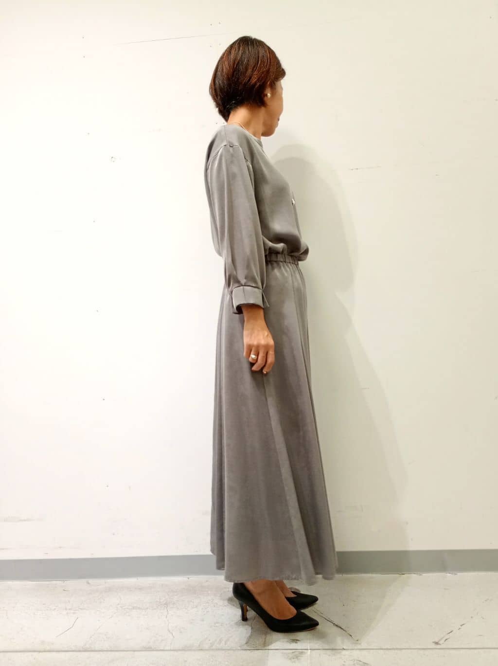 Kさんの「INDIVI｜【洗える／通勤／スーツ】メランジストレッチ ノーカラージャケット」を使ったコーディネート