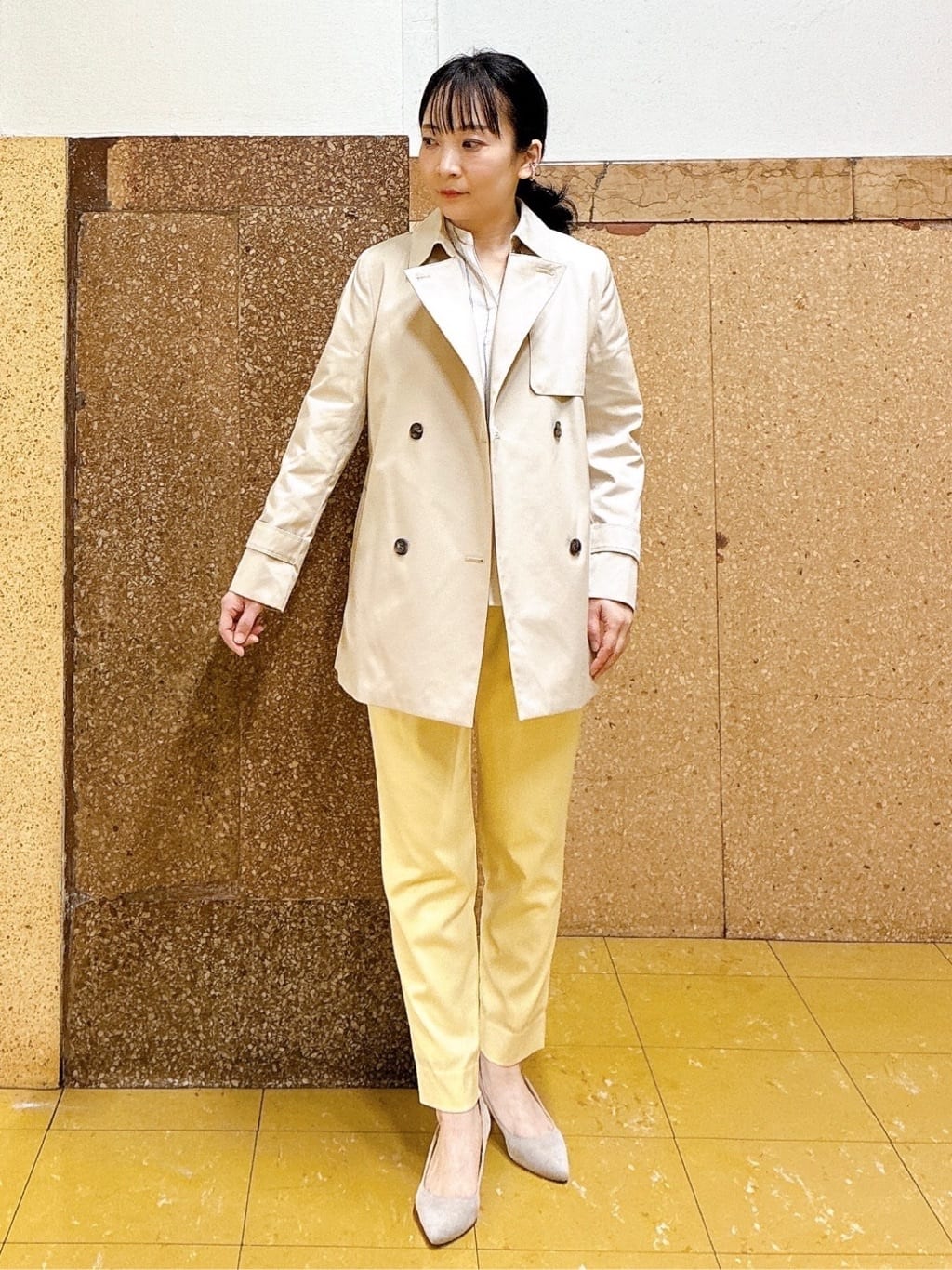 hattoriさんの「INDIVI｜【洗える／着心地楽ちん】ブラウス風ストライプカットソートップス」を使ったコーディネート