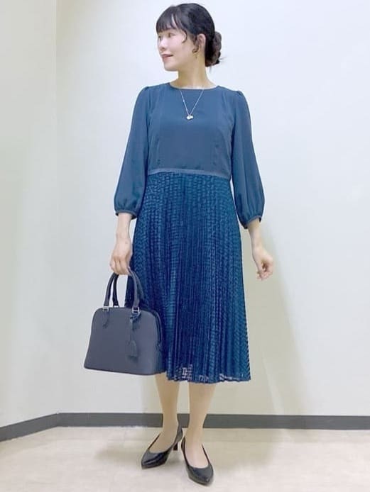  beni_gingerさんの「Reflect｜【SS-4Lサイズ】シフォン&times;幾何柄レースプリーツワンピース」を使ったコーディネート
