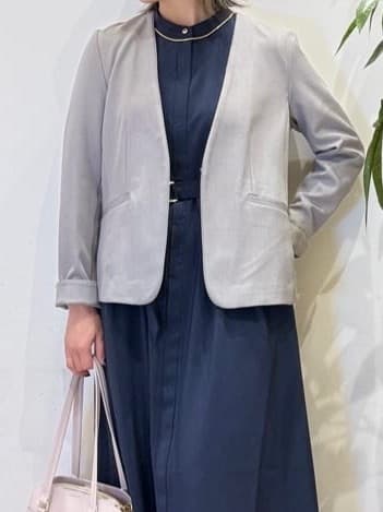 misakiさんの「SHOO･LA･RUE｜【洗濯機可/UV/SS-3L】すっきり好印象 ノーカラージャケット」を使ったコーディネート