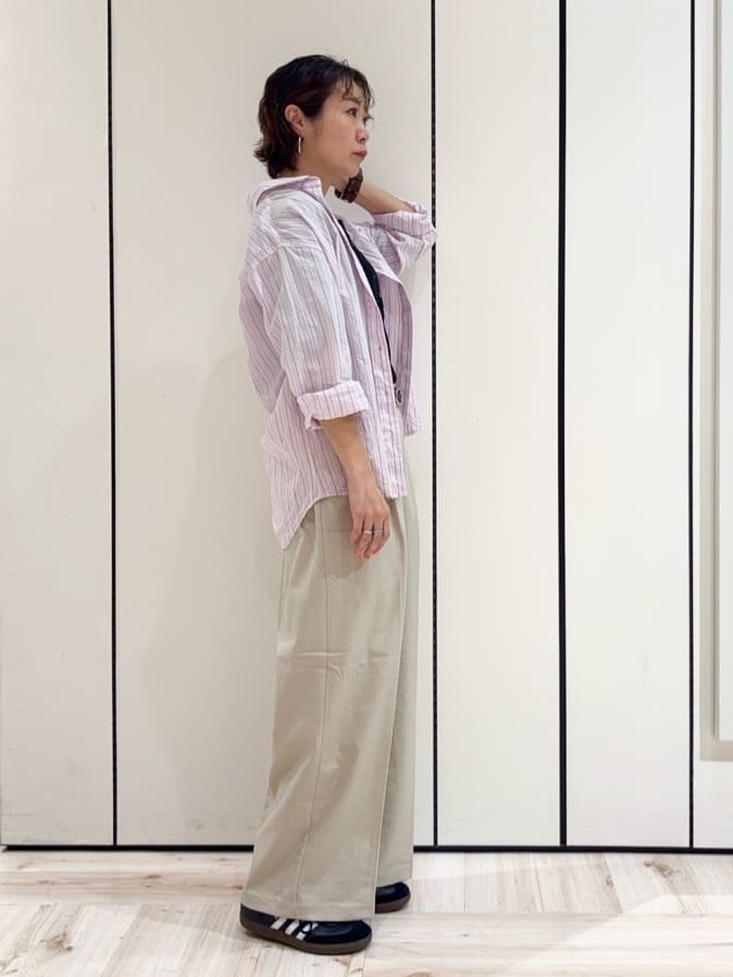 ｓａｔｏｍｉさんの「SHOO･LA･RUE｜【洗濯機可/セットアップ可/UV/SS-LL】楽してきちんと きれい見えゆったりワイドパンツ」を使ったコーディネート