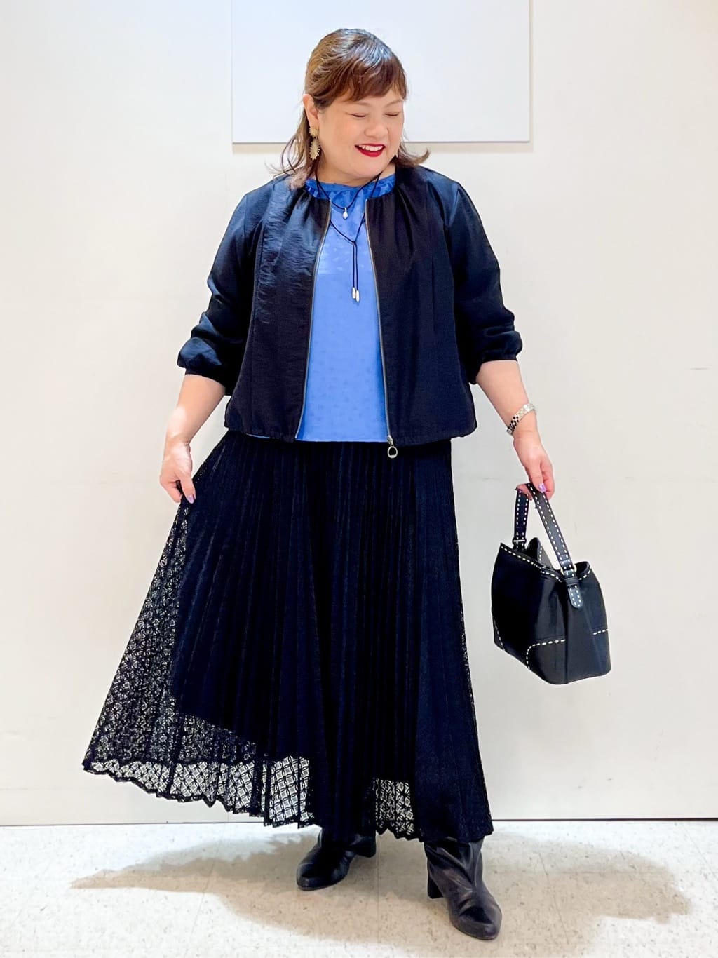 kimmyさんの「Reflect｜【イージーケア】サークルダイヤ柄レースプリーツスカート」を使ったコーディネート