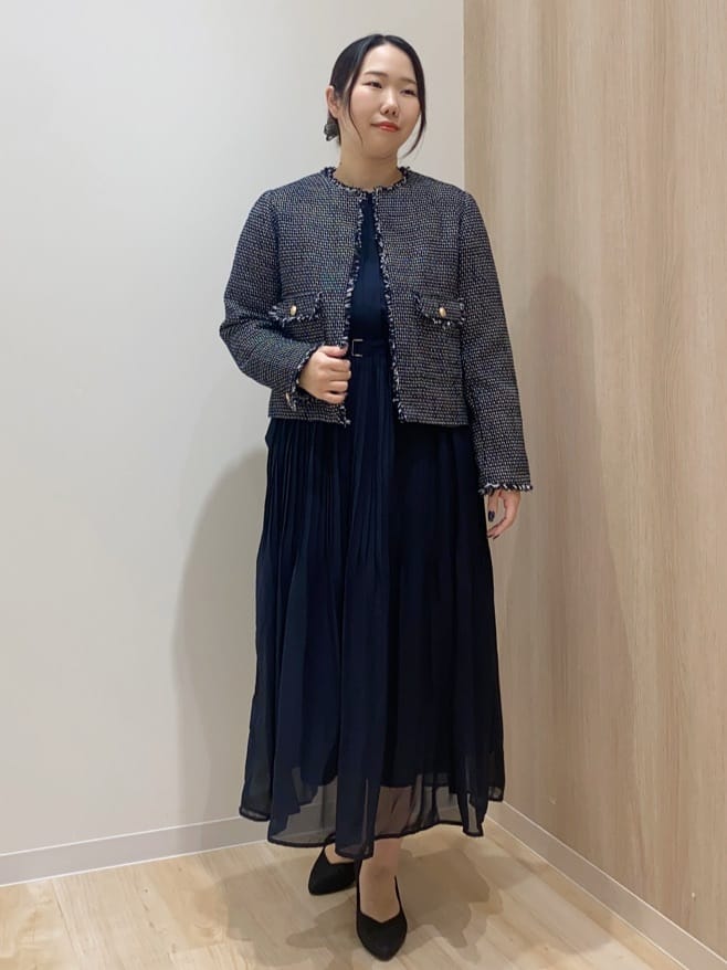 HANAさんの「grove｜【ハレの日・通勤】着回しできる上品ツイードジャケット」を使ったコーディネート