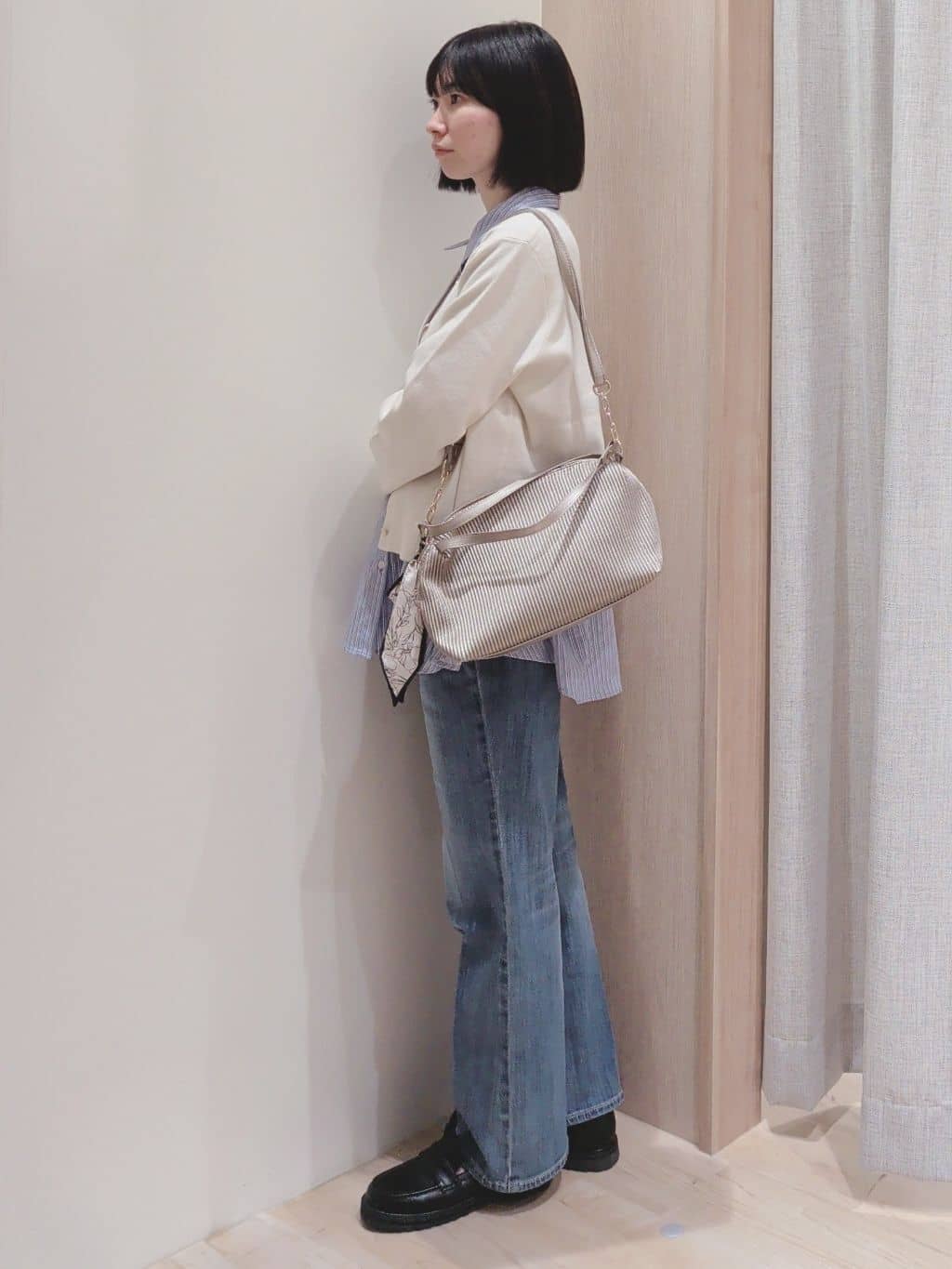 Yuiさんの「grove｜【洗える】毛玉軽減クルーネックカーディガン」を使ったコーディネート