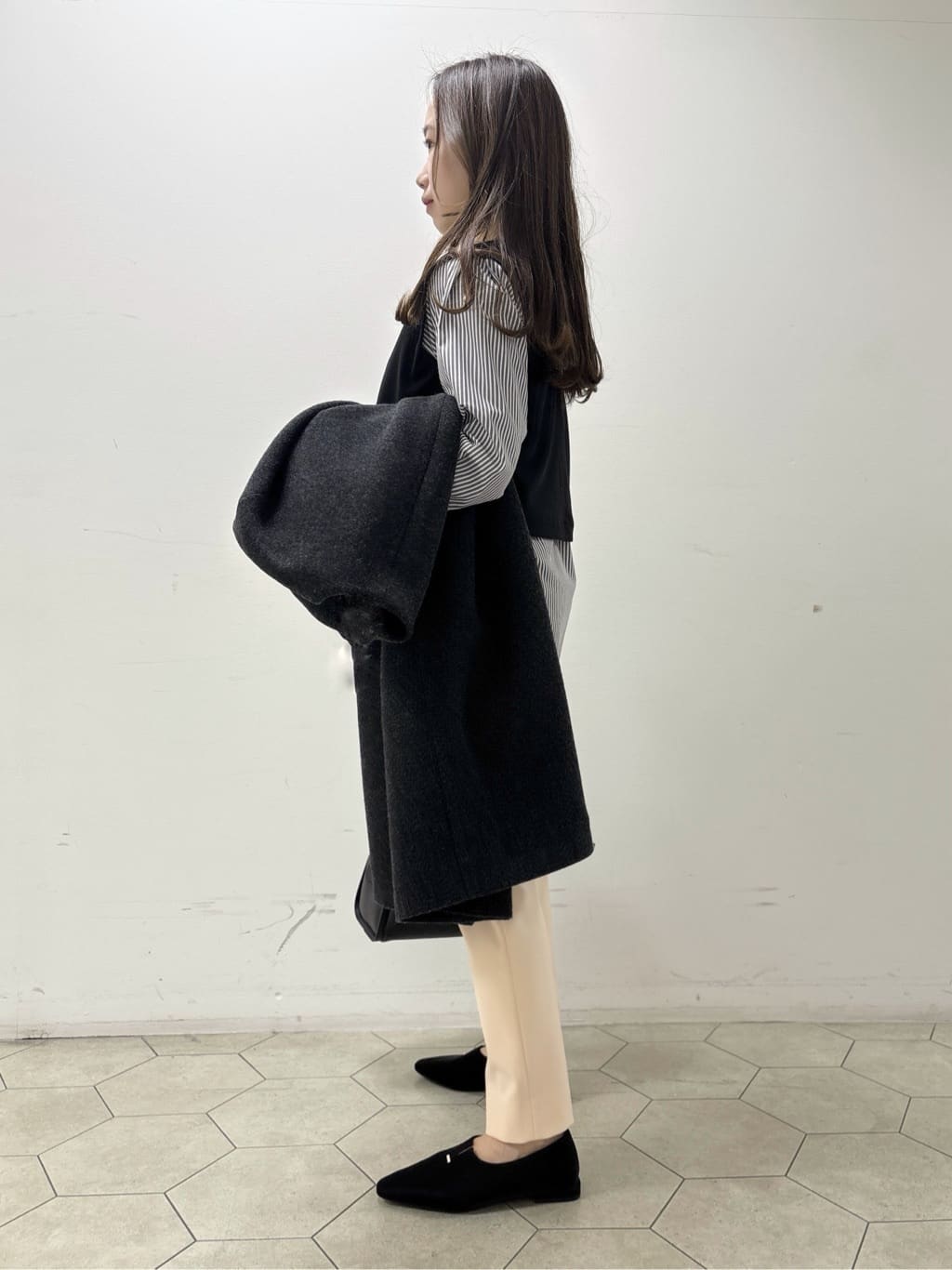 kahoさんの「INDIVI｜【軽量／ウール混】ライトフォルム ロングコート」を使ったコーディネート