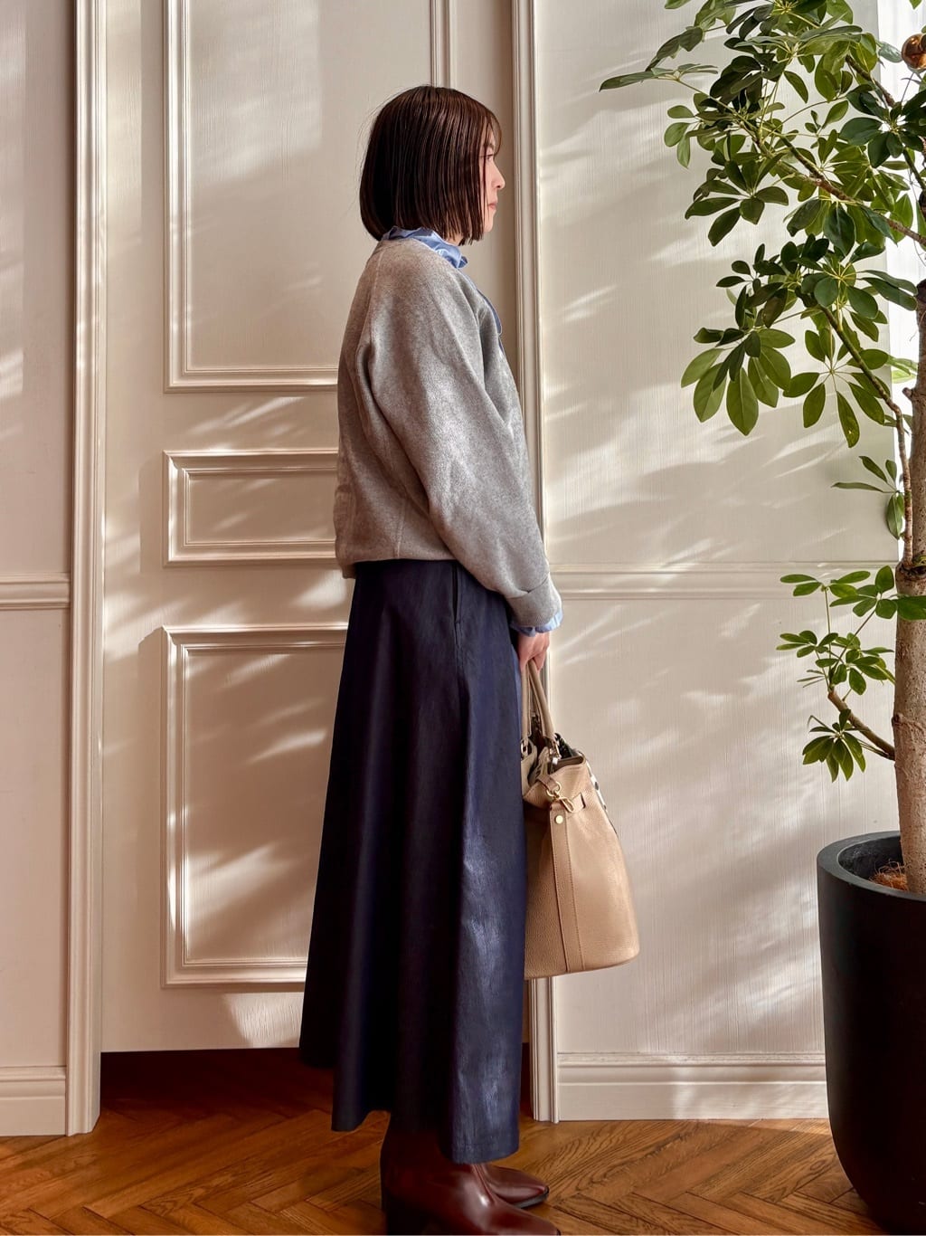 nakaoさんの「DRESSTERIOR｜◆ウォッシャブルコットンカシミヤプルオーバーニット」を使ったコーディネート