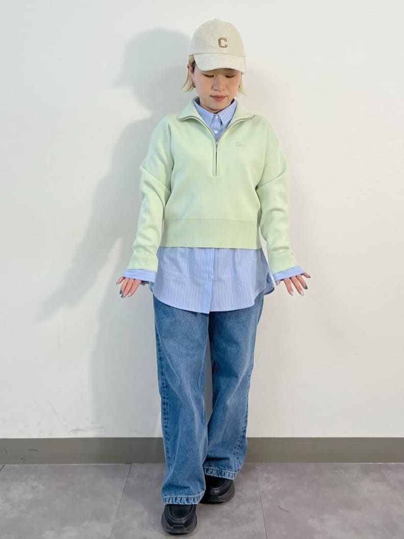 くーみーさんの「OPAQUE.CLIP｜ハーフZIP刺繍ロゴニット【洗濯機OK】」を使ったコーディネート