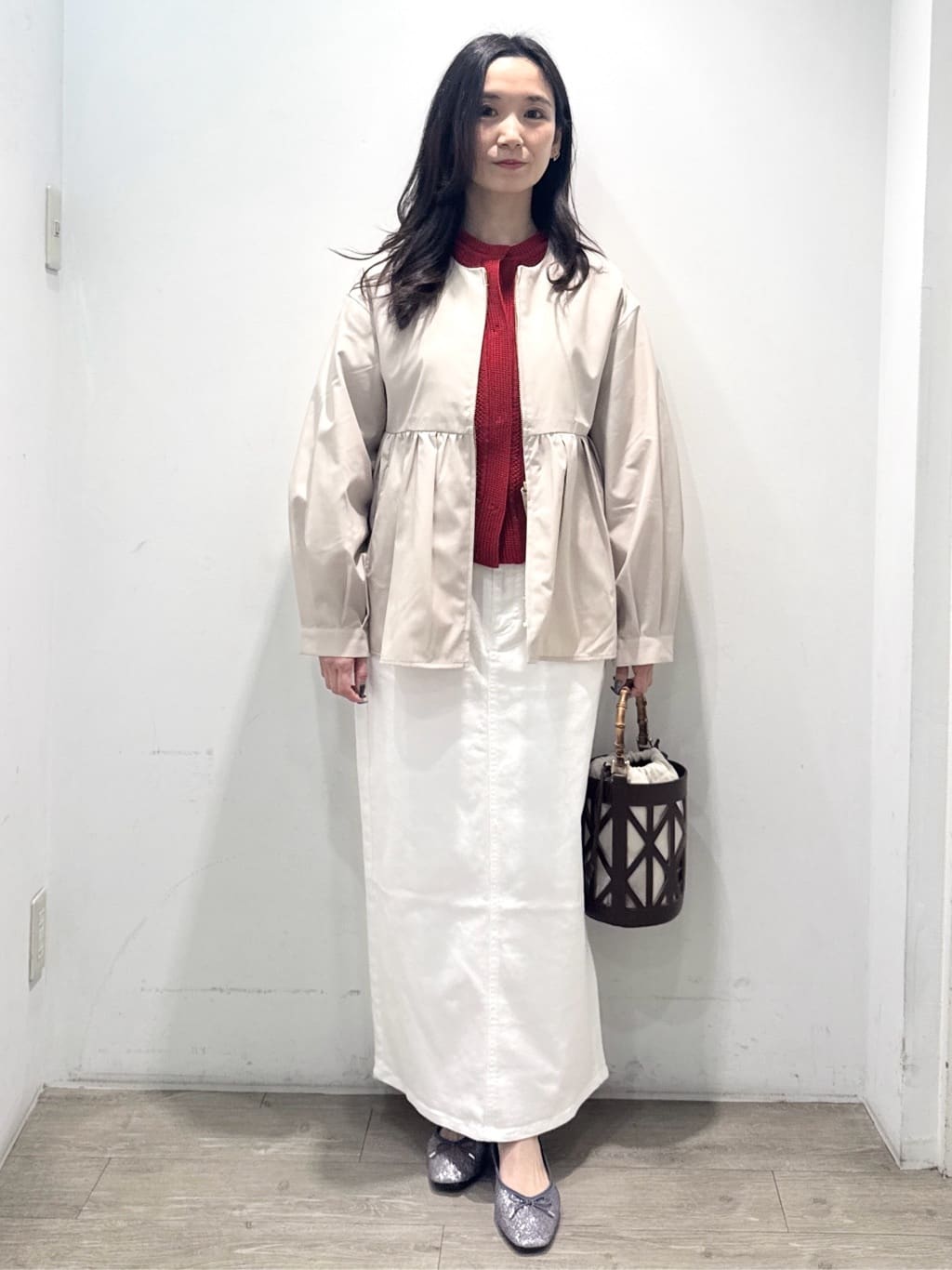 yuicciさんの「OPAQUE.CLIP｜撥水ノーカラーペプラムブルゾン【洗濯機OK／抗ピル】」を使ったコーディネート