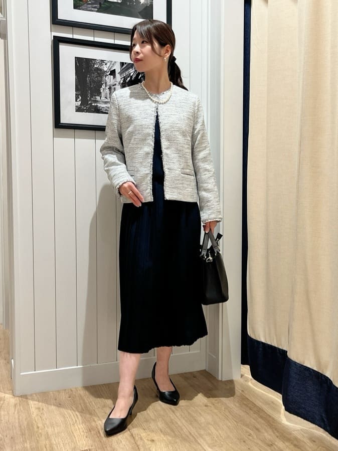 mihoさんの「Dessin｜ツイードクルーネックジャケット」を使ったコーディネート