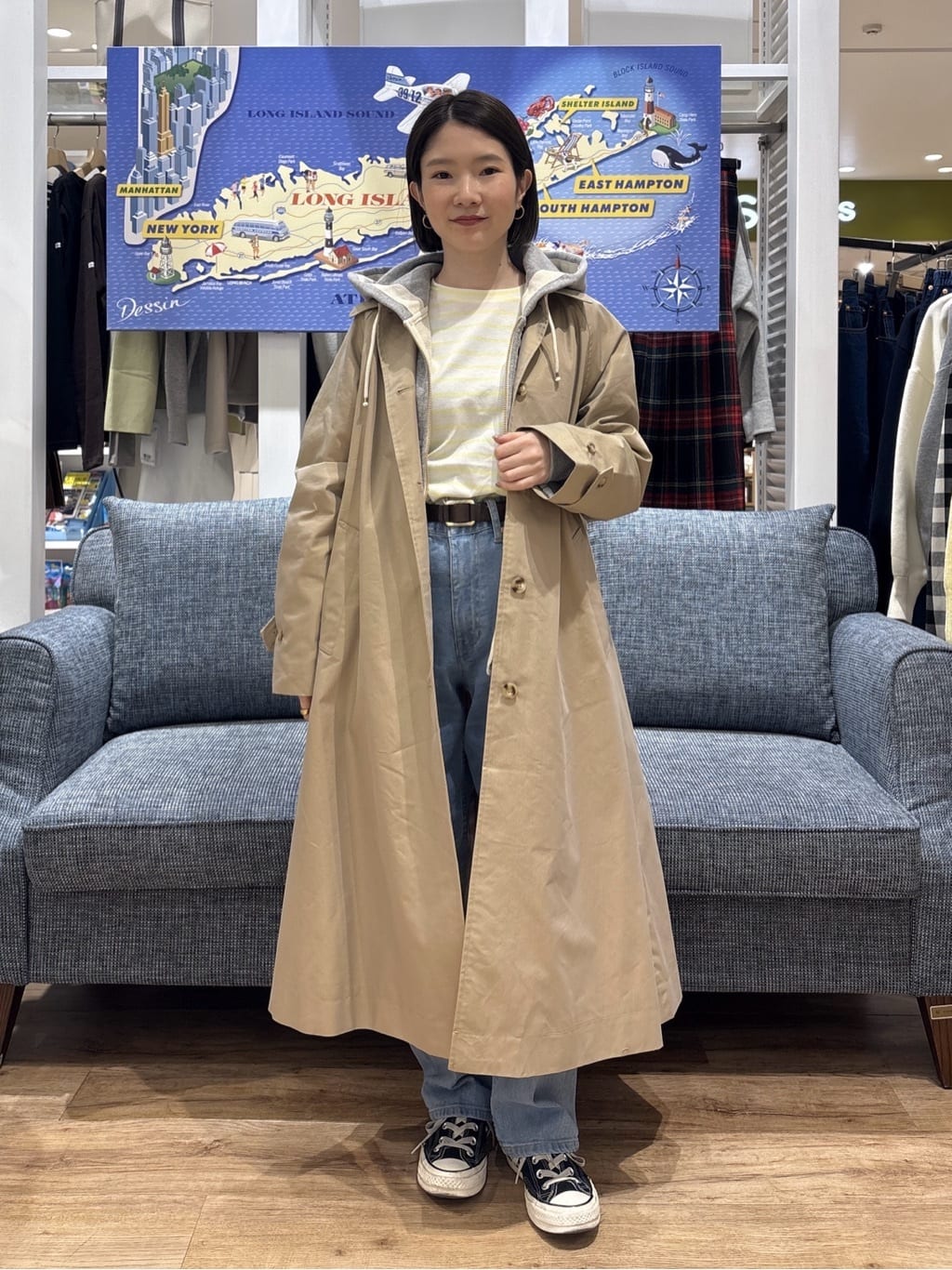 risaさんの「Dessin｜シャンブレースプリングコート」を使ったコーディネート