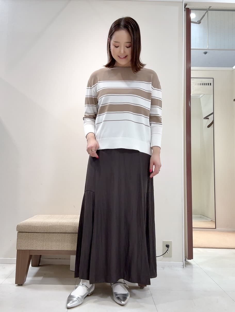 YUIさんの「UNTITLED｜◆【洗える/ゆったり】ボーダーボートネックニット」を使ったコーディネート
