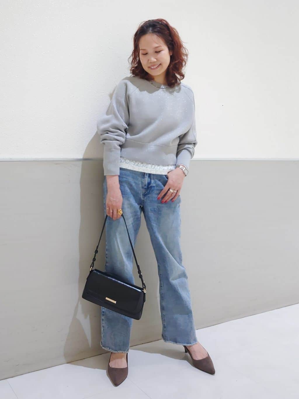 maruさんの「THE SHOP TK｜【着丈が選べる】スウェットライクラメジャカードニット」を使ったコーディネート
