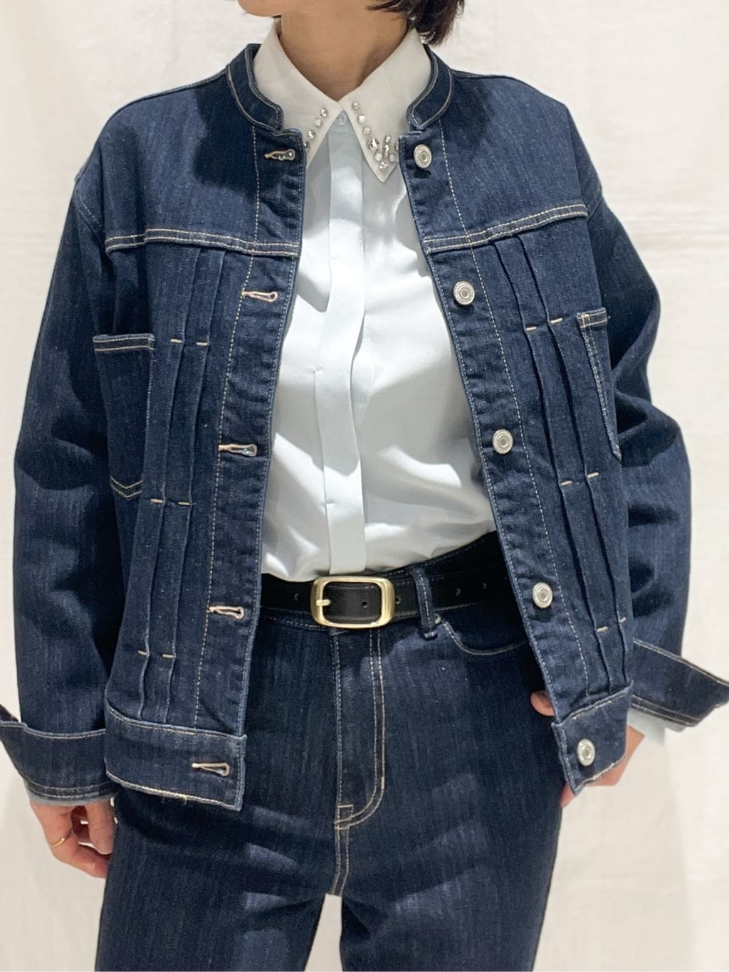 hiroさんの「grove｜着心地軽やか、動きやすいストレッチデニムジャケット」を使ったコーディネート