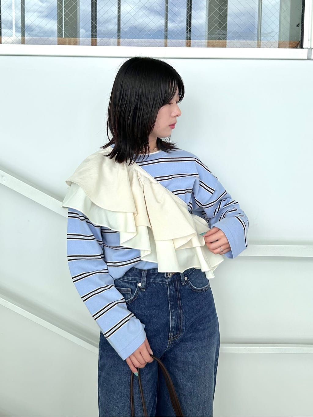 RINAさんの「OPAQUE.CLIP｜マルチボーダーニット【洗濯機OK】」を使ったコーディネート