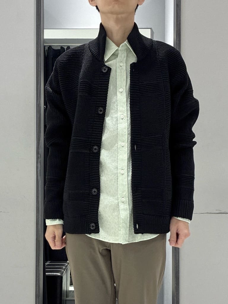 わいずみさんの「TAKEO KIKUCHI｜畦編みチェック ニットカーディガン」を使ったコーディネート