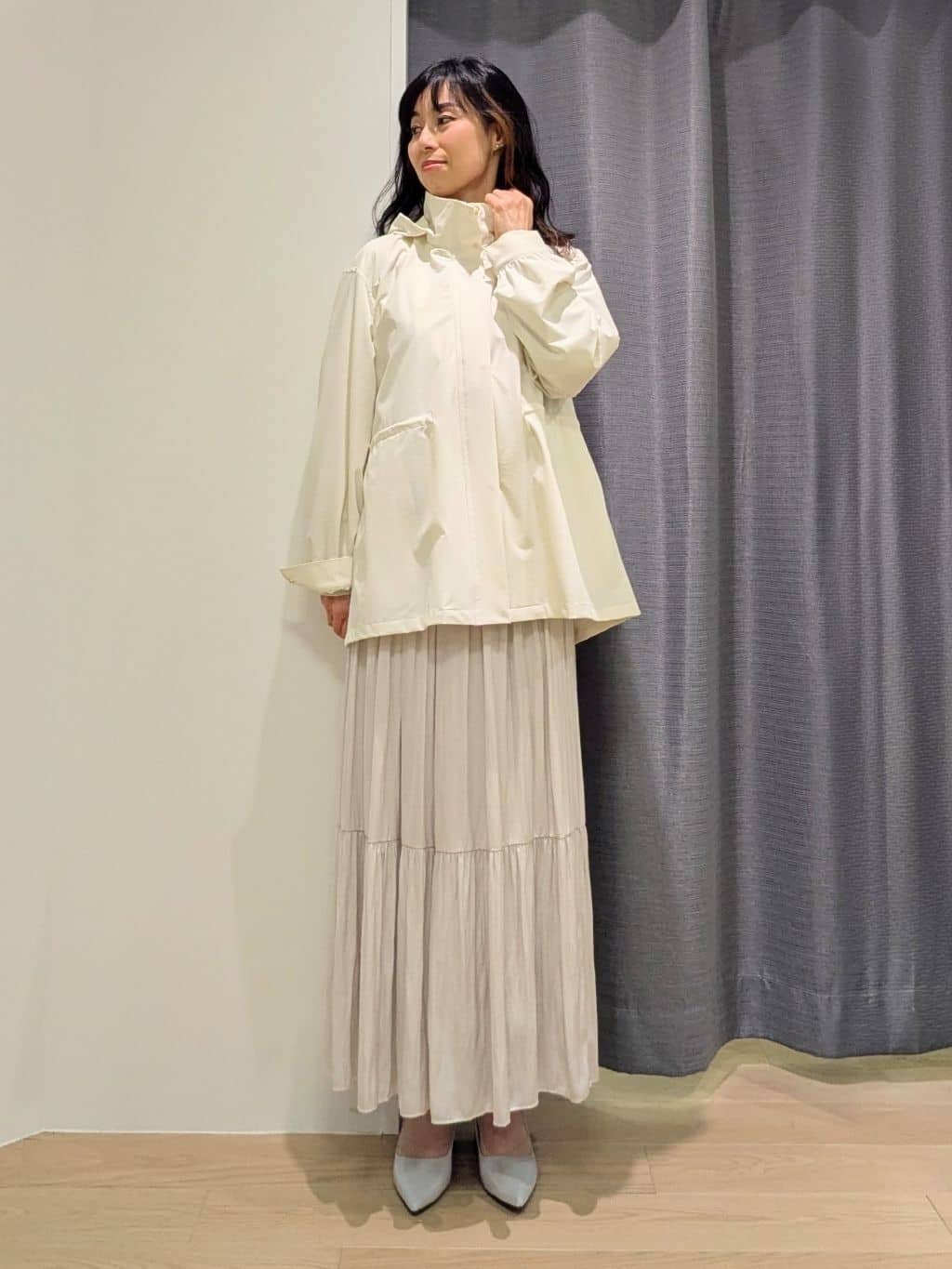 miiさんの「INDIVI｜【撥水／フード取外し可】凹凸素材ブルゾン」を使ったコーディネート