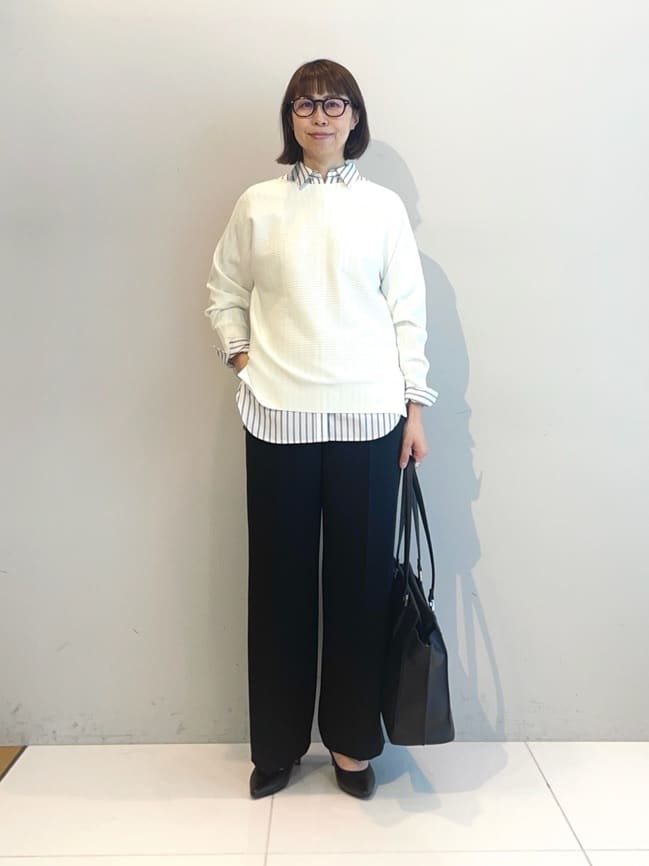murayamaさんの「INDIVI｜【洗える／キレイ色】体型カバー無縫製ニット」を使ったコーディネート