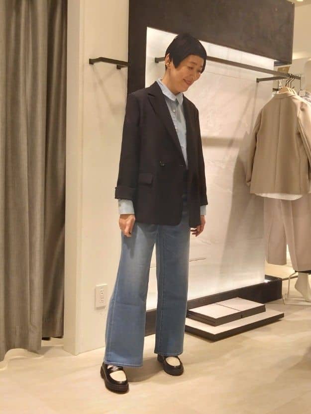 まちこさんの「UNTITLED｜◆【洗える/ストレッチ性】ダブルブレストジャケット」を使ったコーディネート