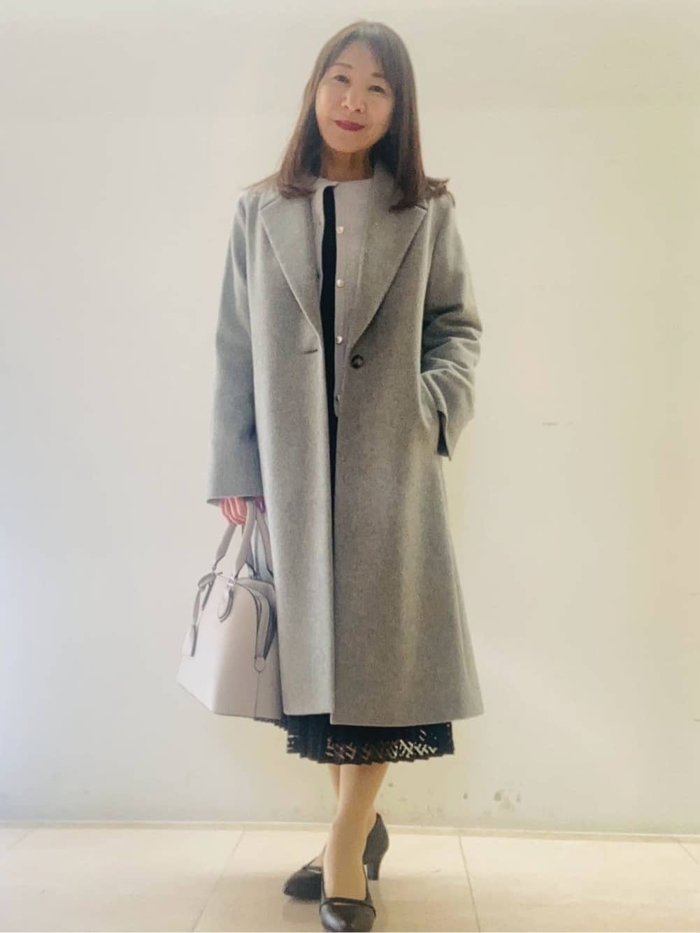 kurodaさんの「Reflect｜【SS-4Lサイズ】シフォン&times;幾何柄レースプリーツワンピース」を使ったコーディネート