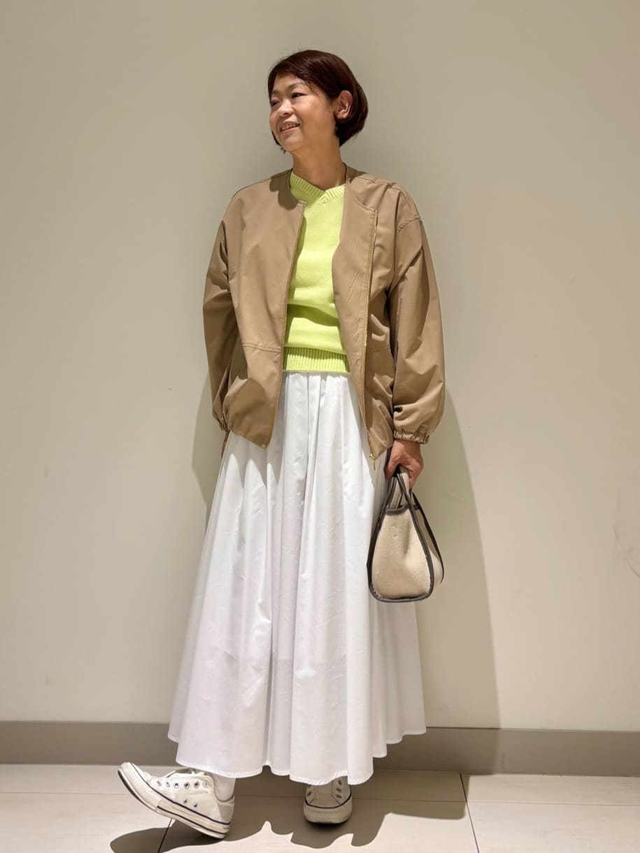 Haruさんの「Dessin｜【洗える】コットンVネックニット」を使ったコーディネート