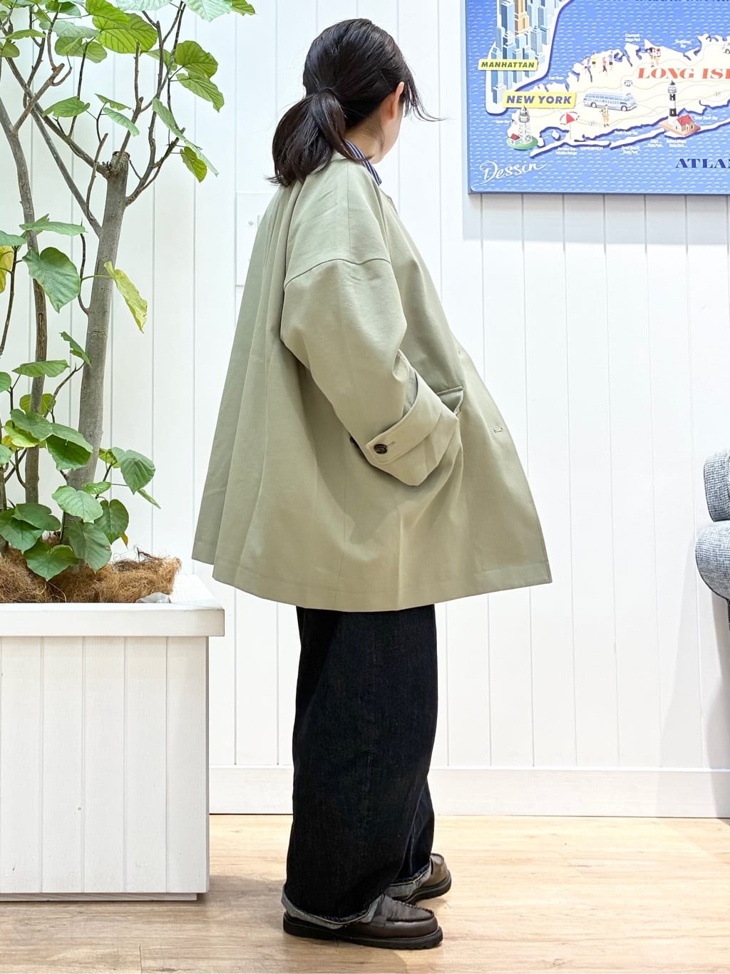 msatoさんの「Dessin｜【花粉ガード/撥水加工/洗える】クルーネックスプリングコート」を使ったコーディネート
