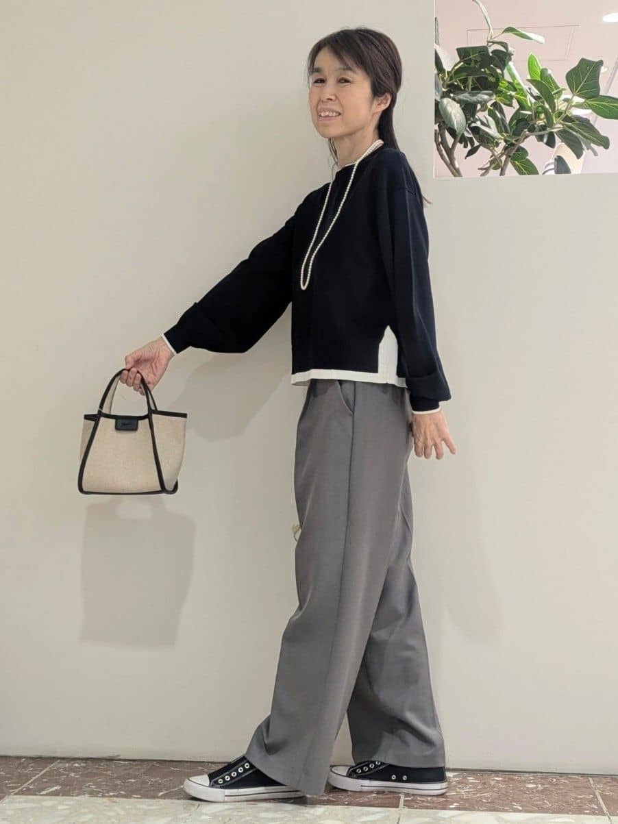 keikoさんの「Dessin｜【洗える】バイカラーデザインニット」を使ったコーディネート