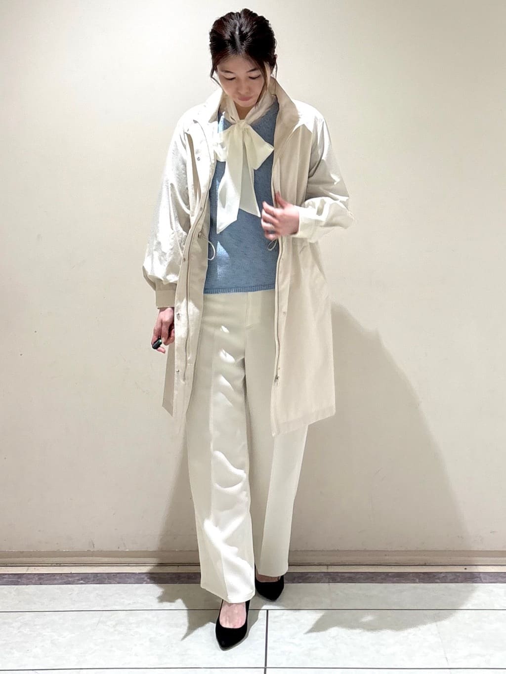 sakiさんの「COUP DE CHANCE｜【手洗い可／ライナー取り外し可】モッズコート」を使ったコーディネート