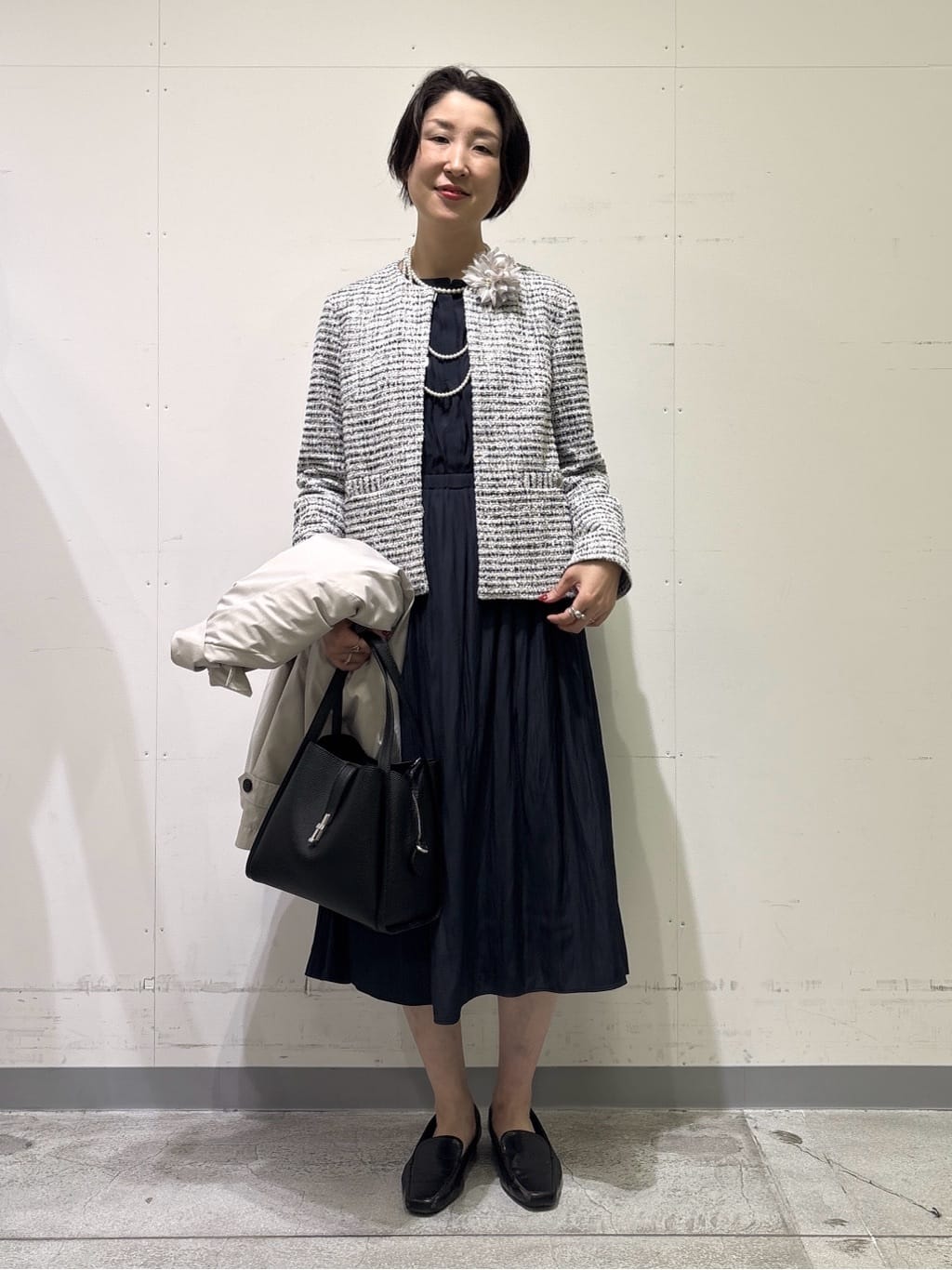 yuriさんの「INDIVI｜【洗える】ギャザーフレアワンピース」を使ったコーディネート