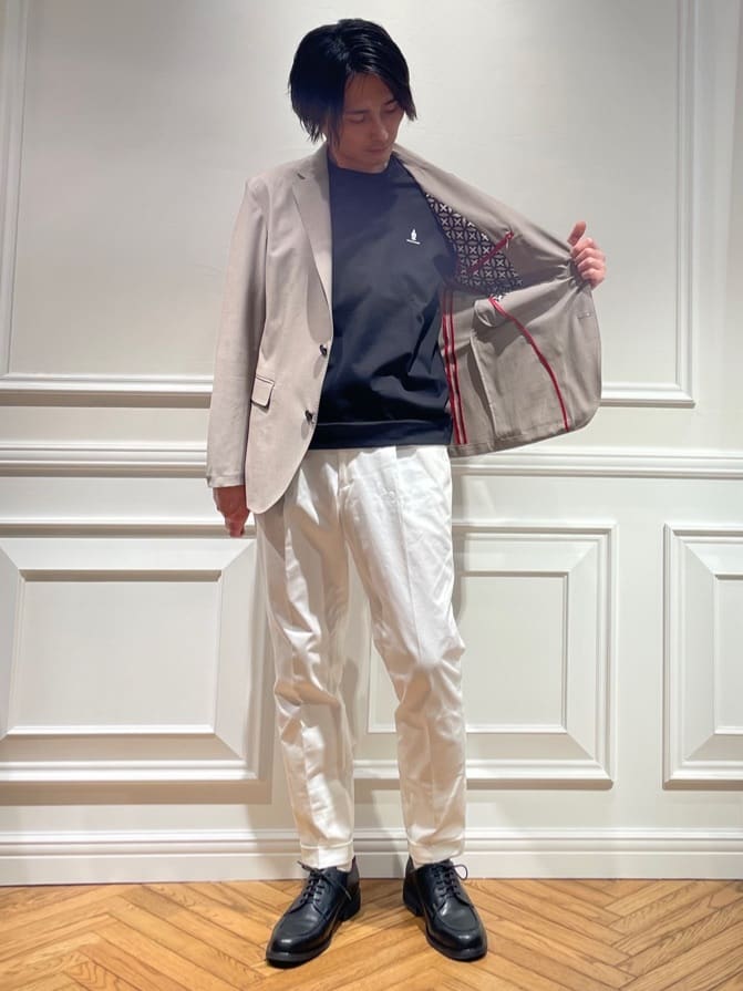 橋本さんの「DRESSTERIOR｜【接触冷感/UVカット/抗菌防臭/しわ防止】クールデオドラント ロングTシャツ」を使ったコーディネート