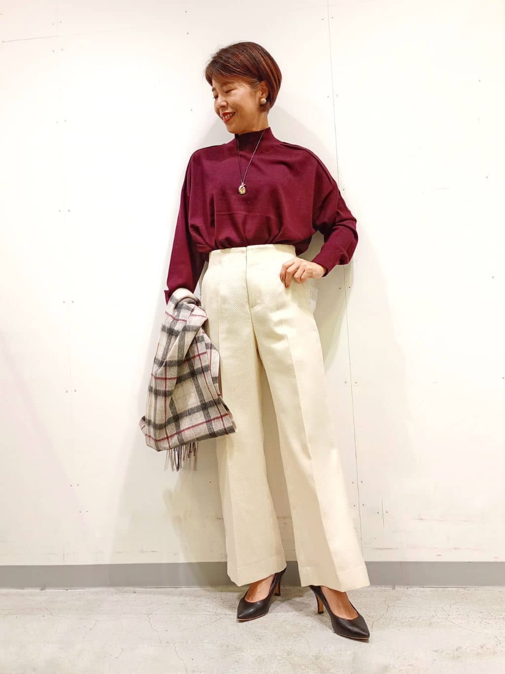 Kさんの「INDIVI｜【洗える／大人ラメ】カラーMIXボトルネックニット」を使ったコーディネート