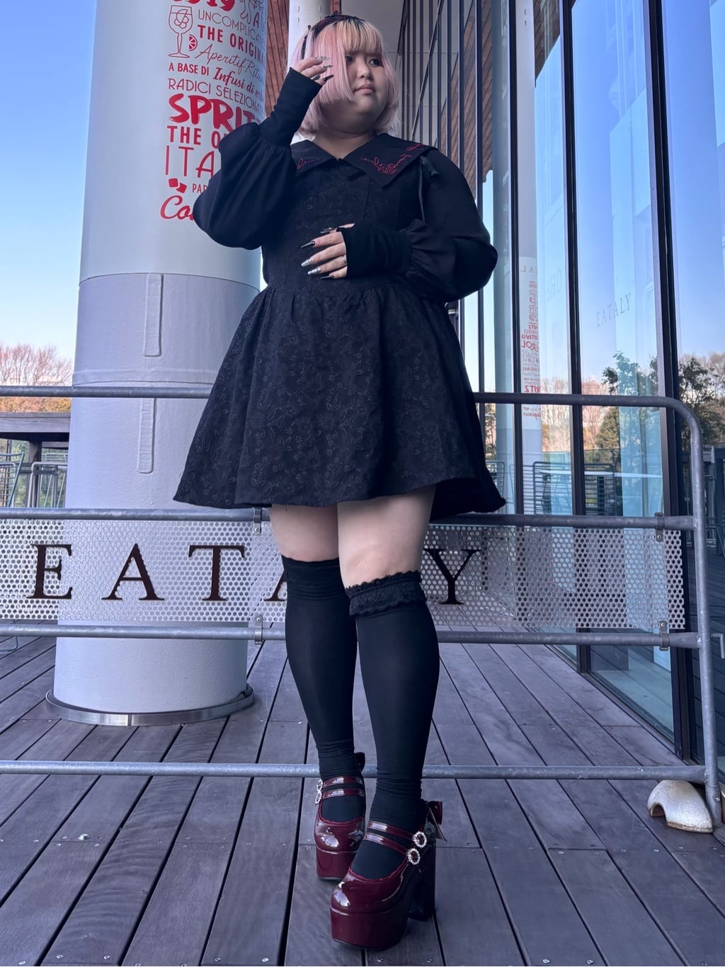 𝓗𝓘𝓨𝓞さんの「ESPERANZA｜厚底バックリボンパンプス」を使ったコーディネート