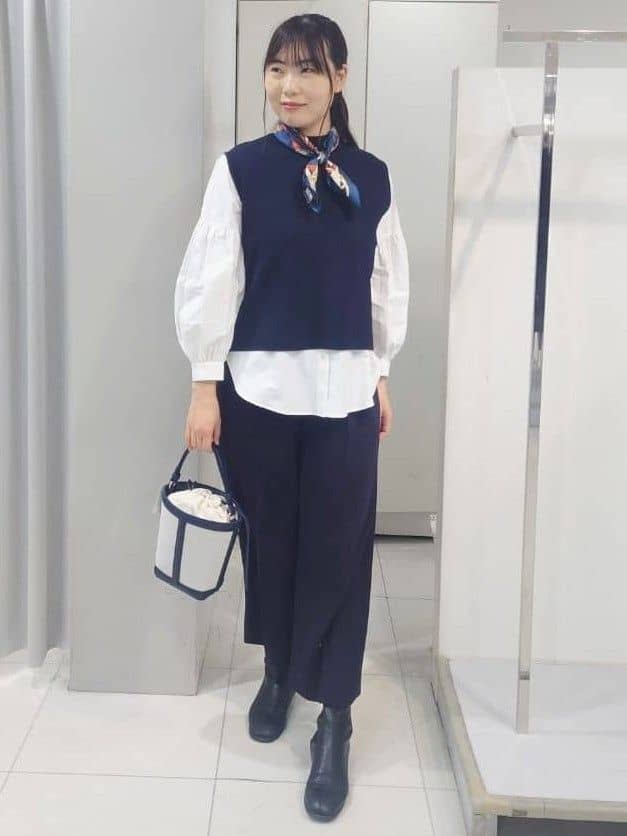 AZUSAさんの「Reflect｜【レイヤードにおすすめ◎】バンドカラーボリュームスリーブシャツ」を使ったコーディネート