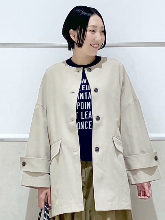 eriko さんの「Dessin｜【花粉ガード/撥水加工/洗える】クルーネックスプリングコート」を使ったコーディネート