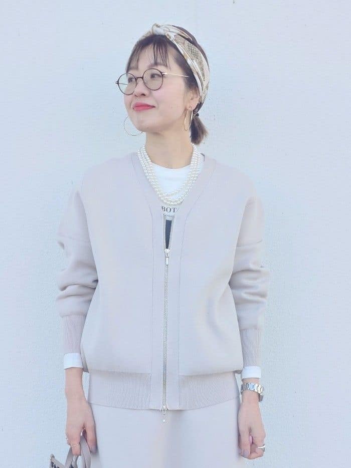 MUTSUKOさんの「UNTITLED｜【セットアップ可/ウエストゴム】Aラインニットスカート」を使ったコーディネート