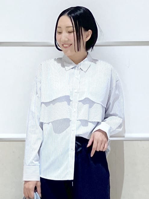 eriko さんの「Dessin｜【洗える】フリルシャツブラウス」を使ったコーディネート