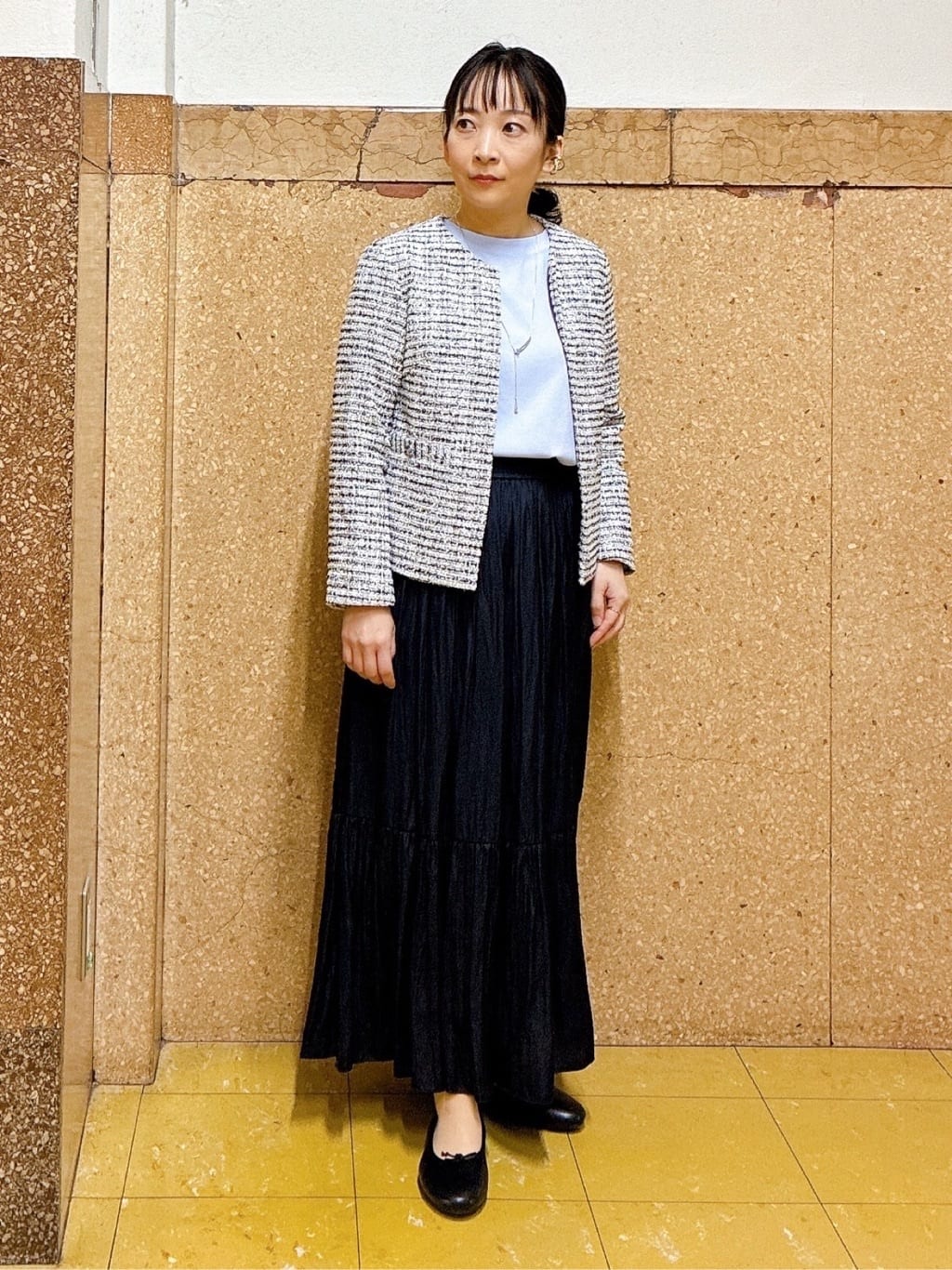 hattoriさんの「INDIVI｜【セレモニー／洗える】ミックスツイードライトジャケット」を使ったコーディネート