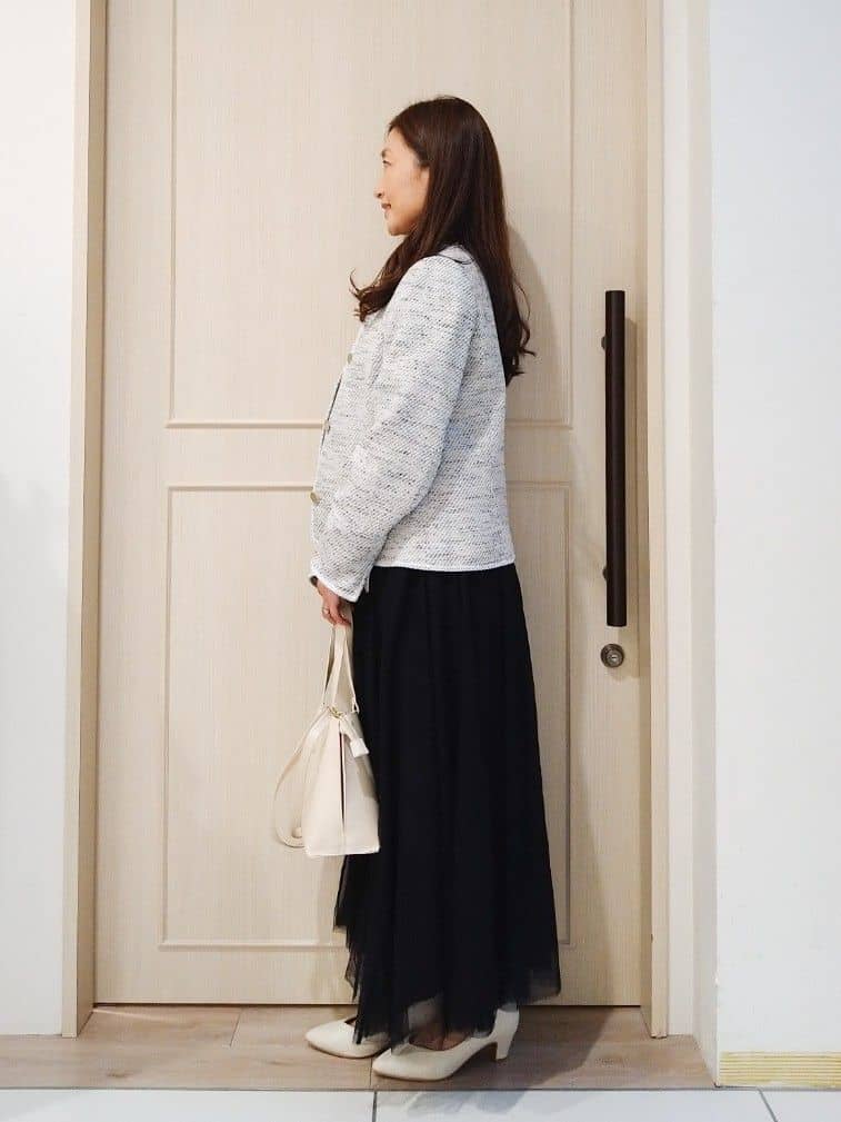 mi-saさんの「SHOO･LA･RUE｜【S-3L】オンとオフで印象が変わる ライトツイードジャケット」を使ったコーディネート