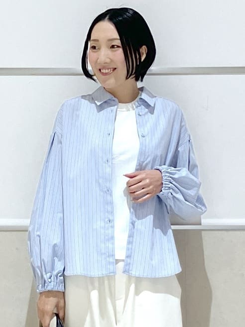 eriko さんの「Dessin｜【洗える】バルーンスリーブバンドカラーシャツ」を使ったコーディネート